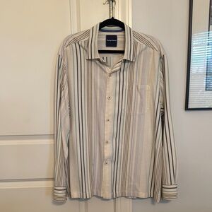 Tommy Bahama Men's Striped Shirt - Cream and Blue
